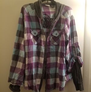 Hooded Plaid Harley Davidson Sweater